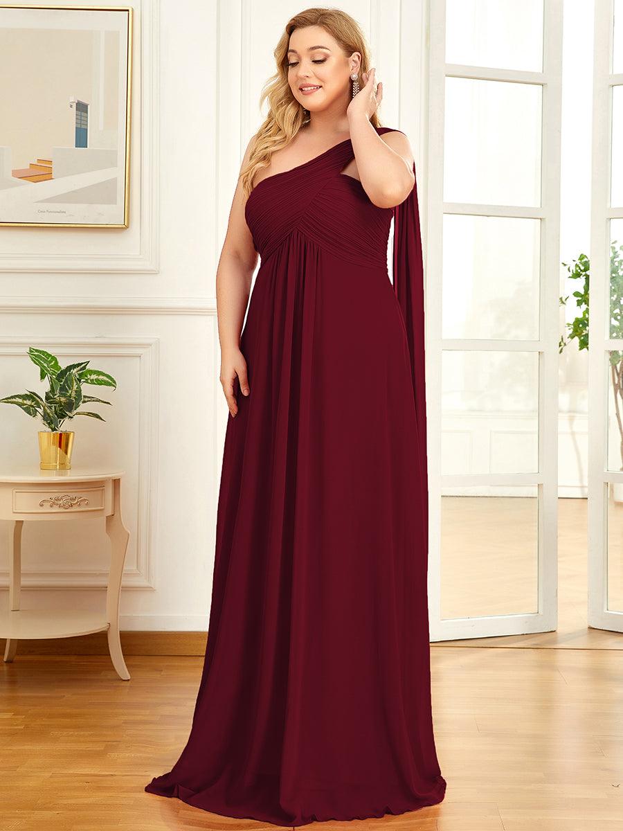 Robes de Soirée Grande Taille Maxi Chiffon avec Une épaule pour Femmes