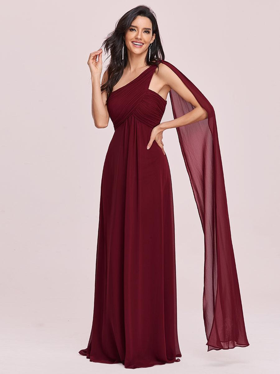 Taille personnalisée Robes de Soirée élégante Chiffon avec Une épaule pour Femmes #Couleur_Bordeaux