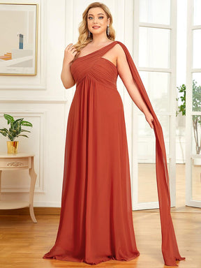 Robes de Soirée Grande Taille Maxi Chiffon avec Une épaule pour Femmes