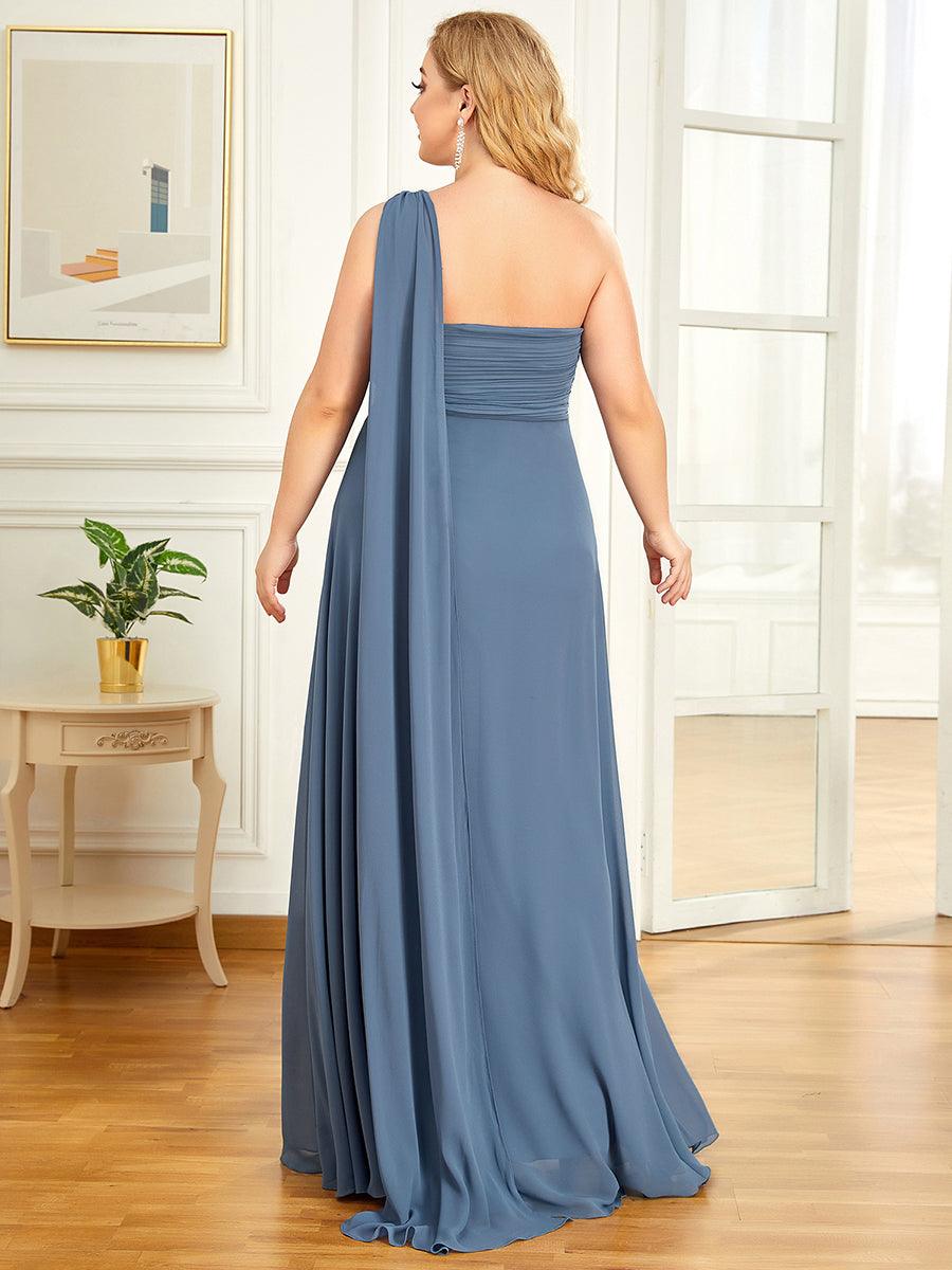 Taille personnalisée Robes de Soirée élégante Chiffon avec Une épaule pour Femmes #Couleur_Marine Fume
