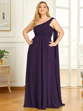 Robes de Soirée Grande Taille Maxi Chiffon avec Une épaule pour Femmes