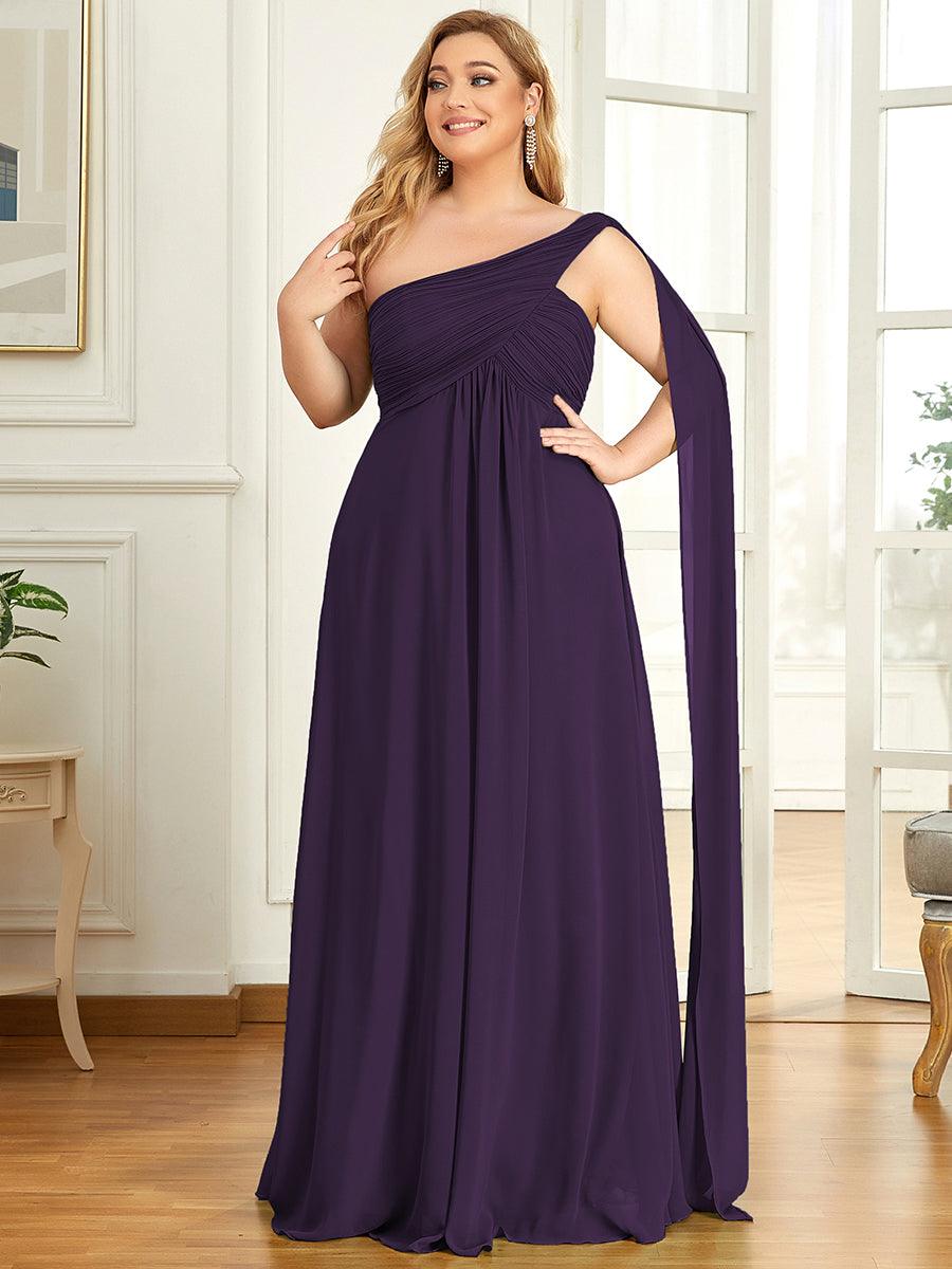 Taille personnalisée Robes de Soirée élégante Chiffon avec Une épaule pour Femmes #Couleur_Violet Fonce