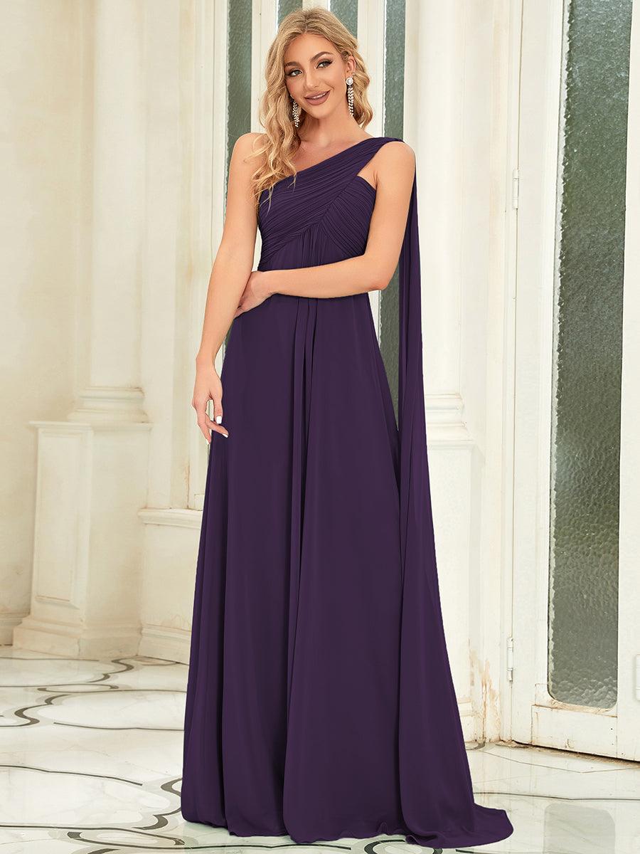 Robes de Soirée élégant Maxi Chiffon avec Une épaule pour Femmes