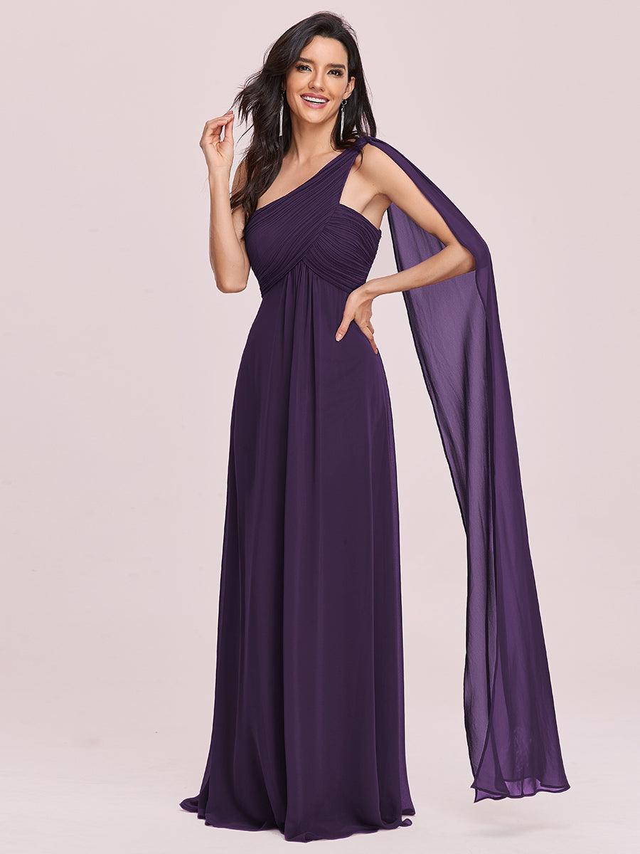Taille personnalisée Robes de Soirée élégante Chiffon avec Une épaule pour Femmes #Couleur_Violet Fonce