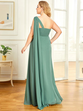 Robes de Soirée Grande Taille Maxi Chiffon avec Une épaule pour Femmes