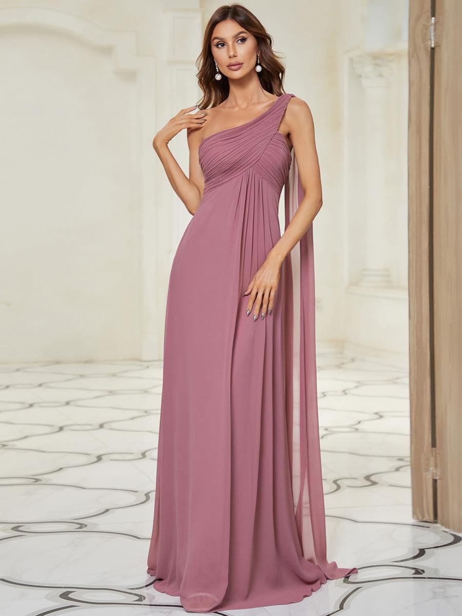 Taille personnalisée Robes de Soirée élégante Chiffon avec Une épaule pour Femmes #Couleur_Orchidee