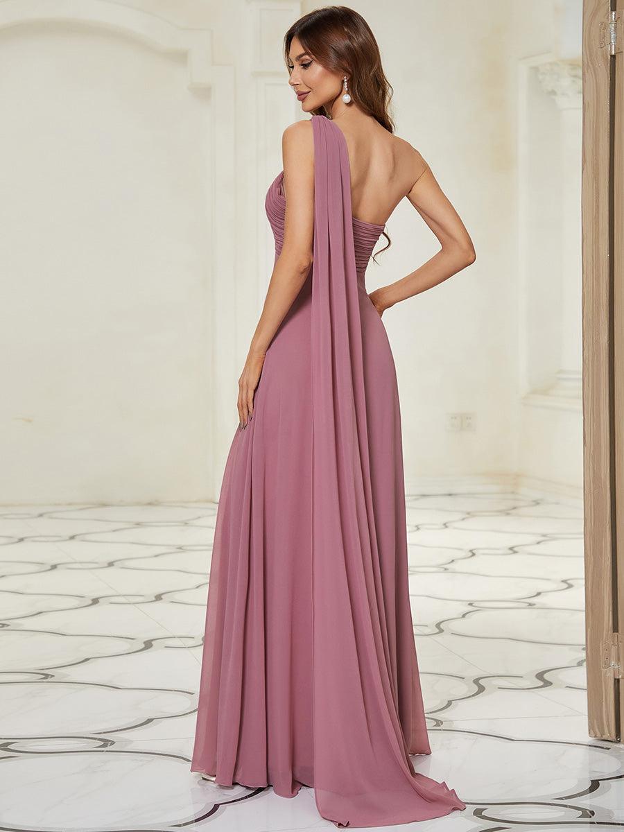 Taille personnalisée Robes de Soirée élégante Chiffon avec Une épaule pour Femmes #Couleur_Orchidee