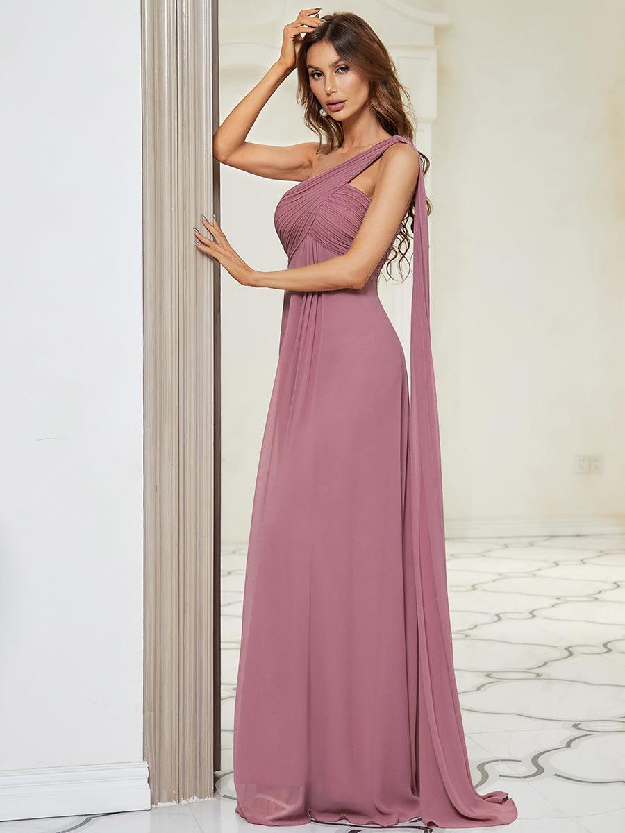 Taille personnalisée Robes de Soirée élégante Chiffon avec Une épaule pour Femmes #Couleur_Orchidee