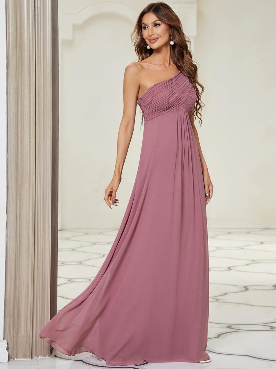 Taille personnalisée Robes de Soirée élégante Chiffon avec Une épaule pour Femmes #Couleur_Orchidee