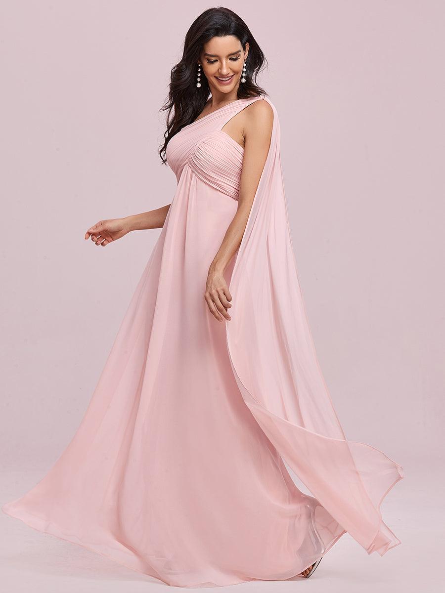 Taille personnalisée Robes de Soirée élégante Chiffon avec Une épaule pour Femmes #Couleur_Rose