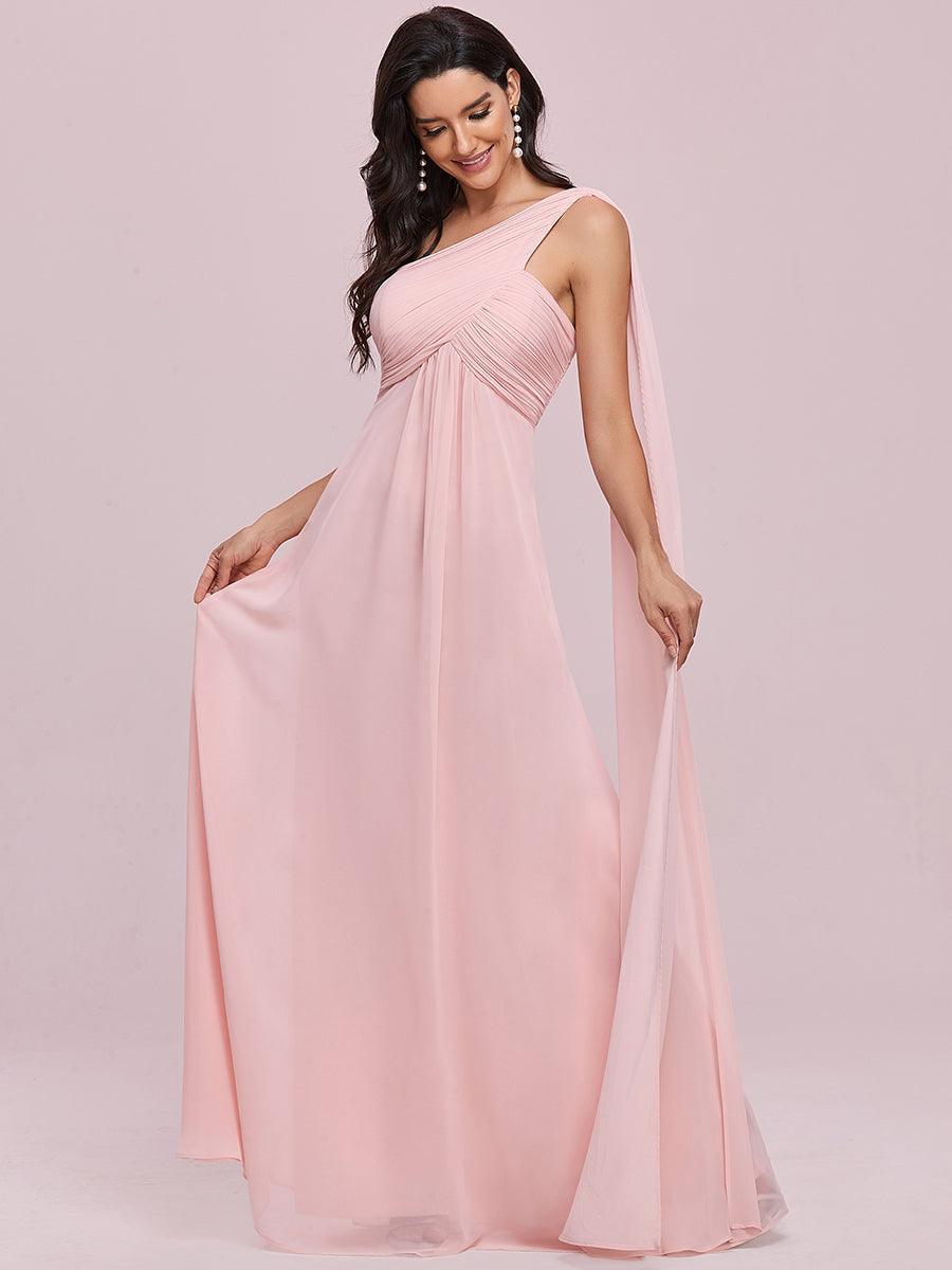 Taille personnalisée Robes de Soirée élégante Chiffon avec Une épaule pour Femmes #Couleur_Rose