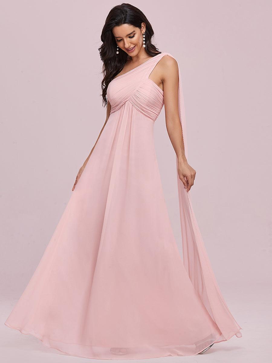 Taille personnalisée Robes de Soirée élégante Chiffon avec Une épaule pour Femmes #Couleur_Rose