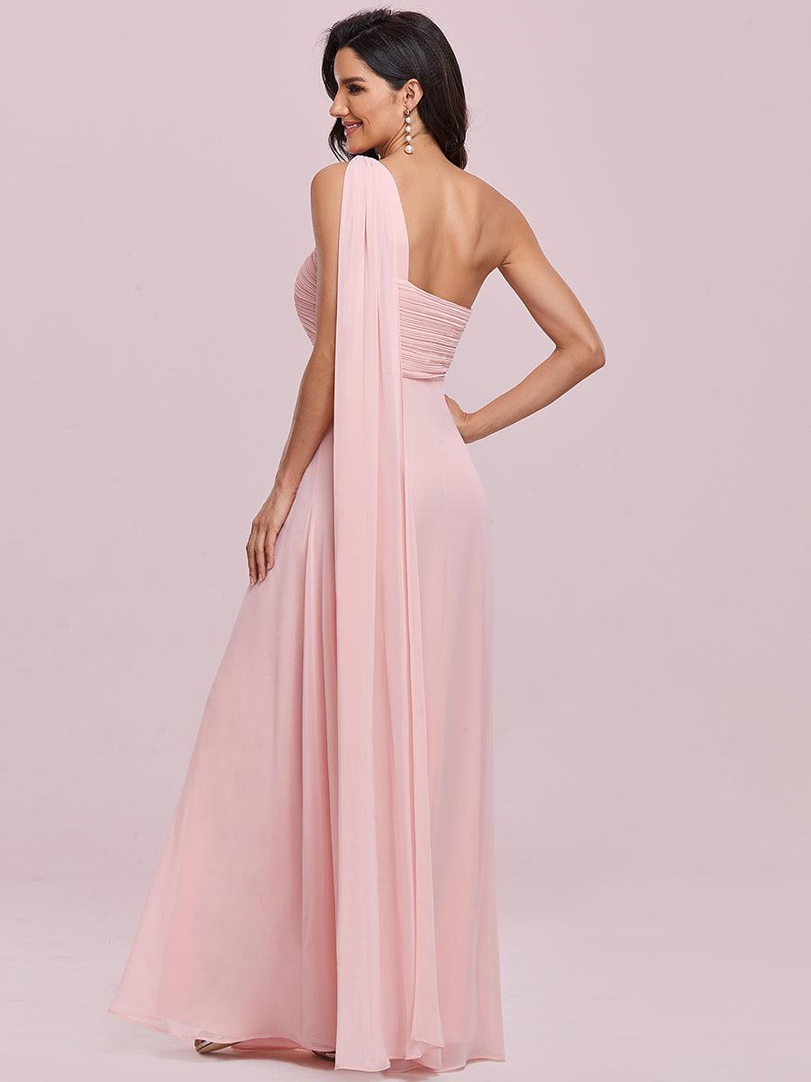 Taille personnalisée Robes de Soirée élégante Chiffon avec Une épaule pour Femmes #Couleur_Rose