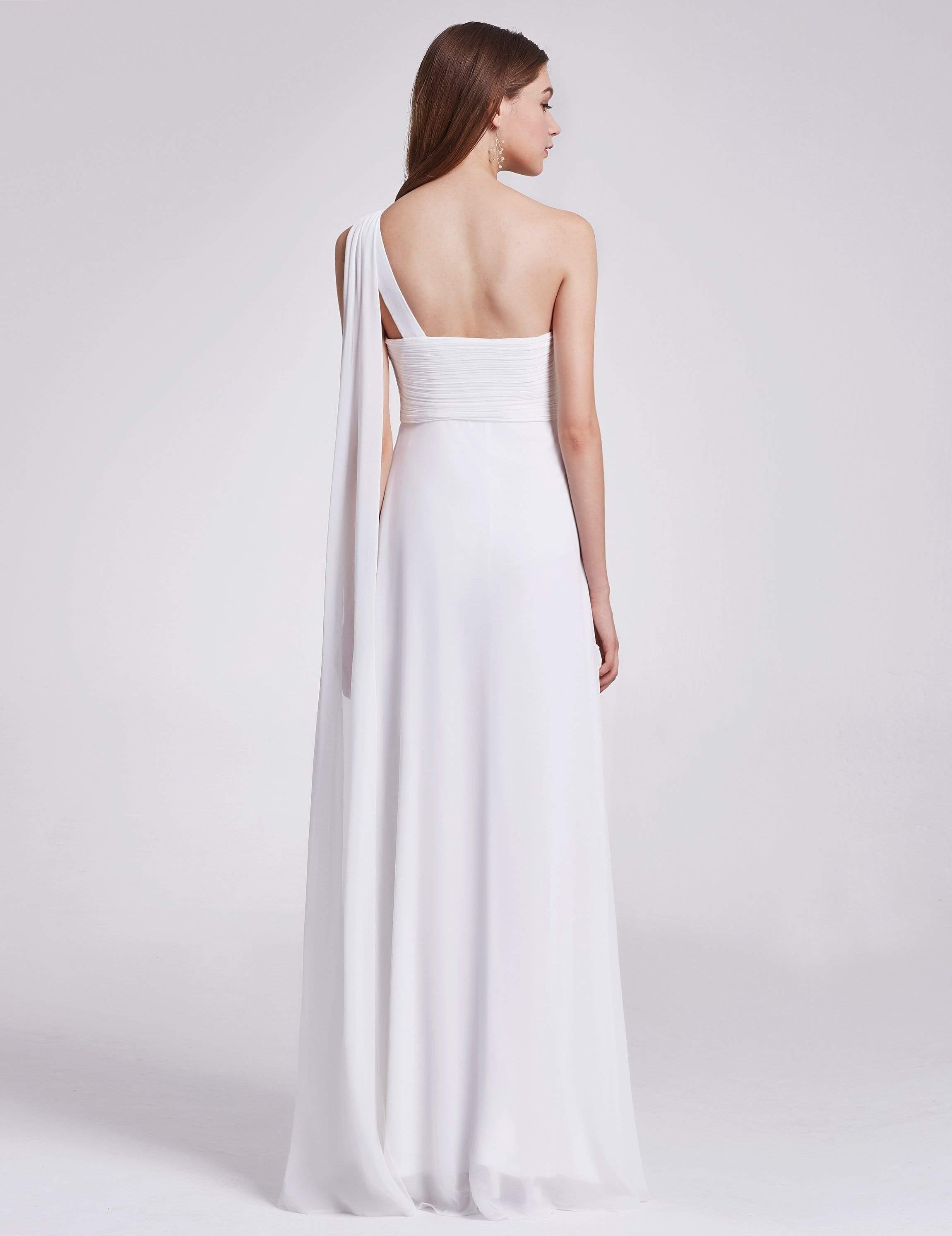 Taille personnalisée Robes de Soirée élégante Chiffon avec Une épaule pour Femmes #Couleur_Blanc