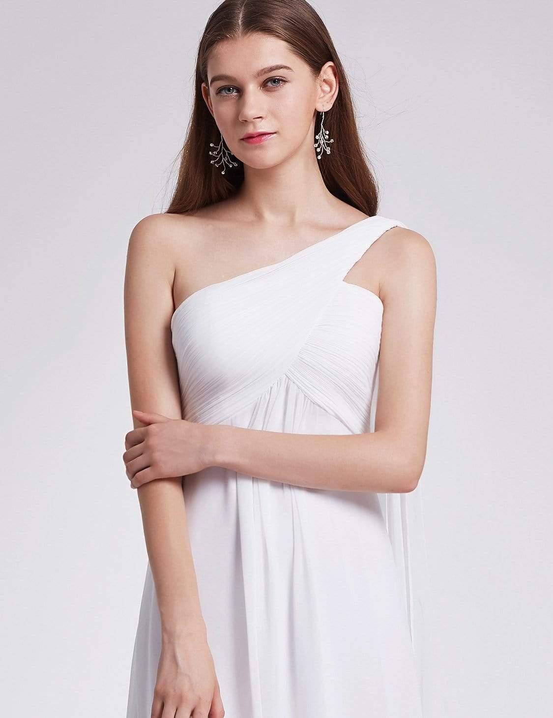 Taille personnalisée Robes de Soirée élégante Chiffon avec Une épaule pour Femmes #Couleur_Blanc