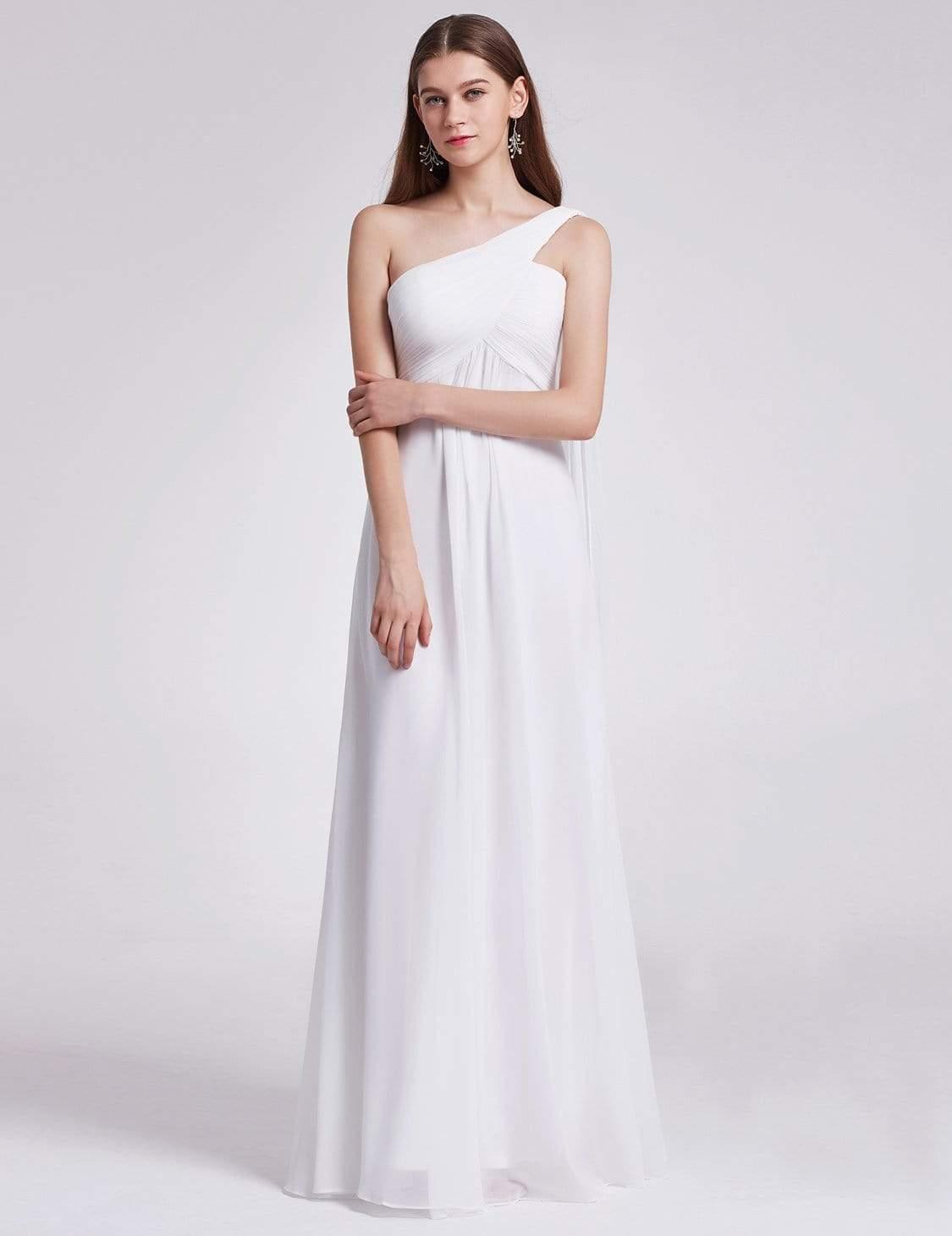 Taille personnalisée Robes de Soirée élégante Chiffon avec Une épaule pour Femmes #Couleur_Blanc