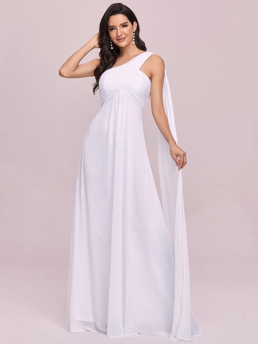 Taille personnalisée Robes de Soirée élégante Chiffon avec Une épaule pour Femmes #Couleur_Blanc