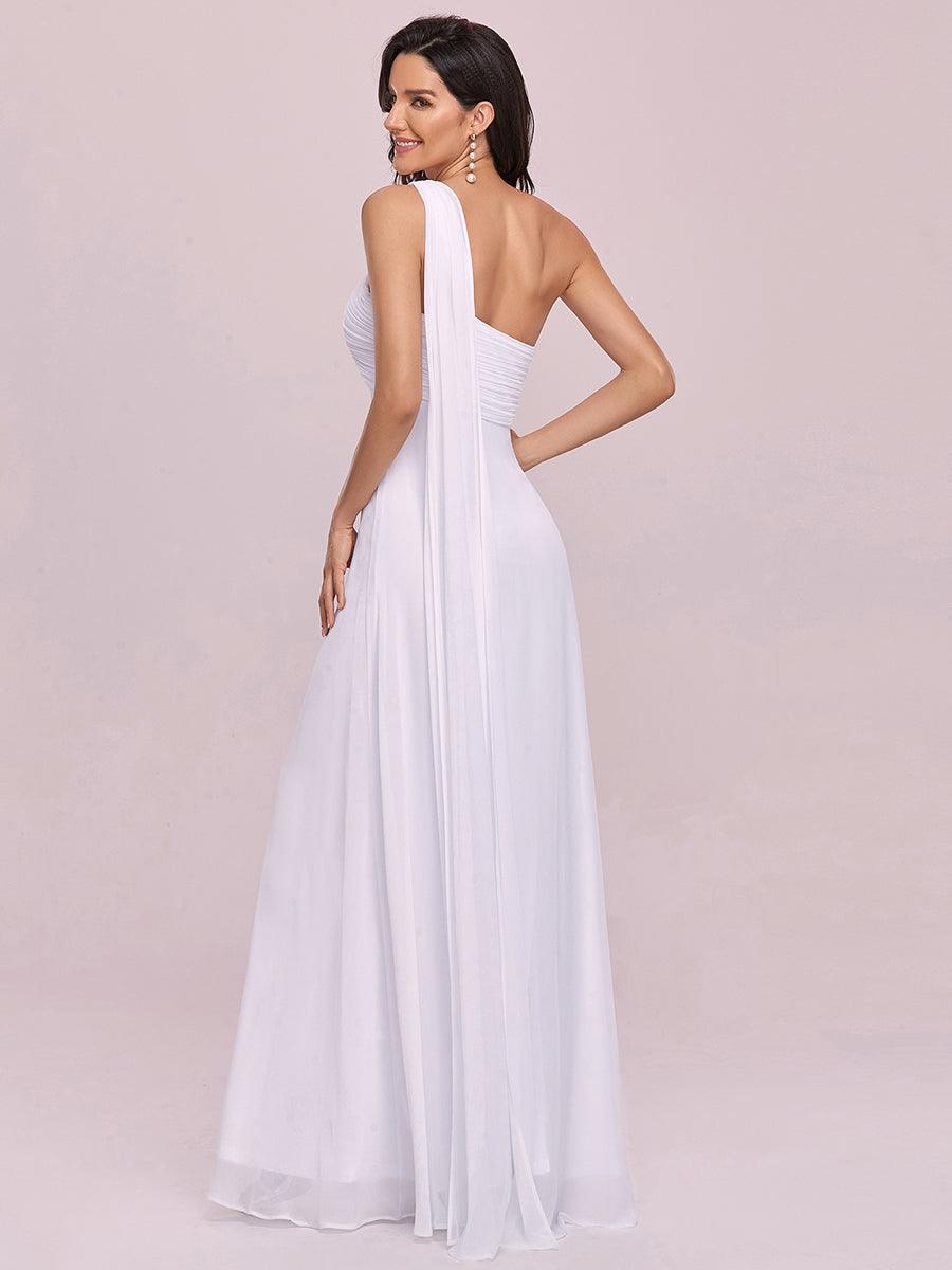 Taille personnalisée Robes de Soirée élégante Chiffon avec Une épaule pour Femmes #Couleur_Blanc