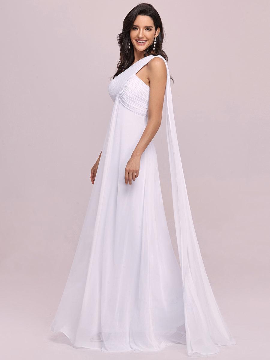 Taille personnalisée Robes de Soirée élégante Chiffon avec Une épaule pour Femmes #Couleur_Blanc