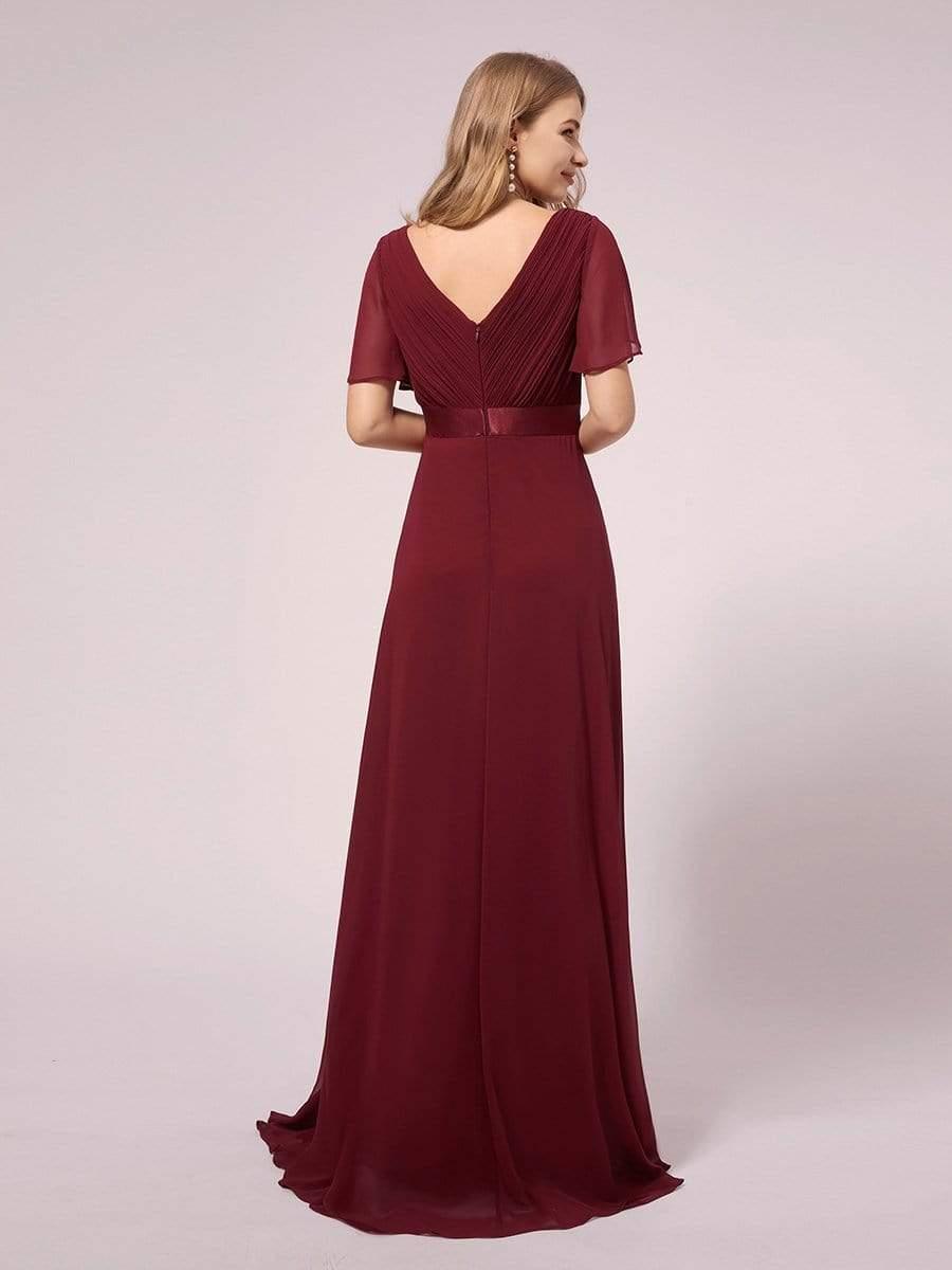Robe de maternité en mousseline simple à manches volantées #Couleur_Bordeaux