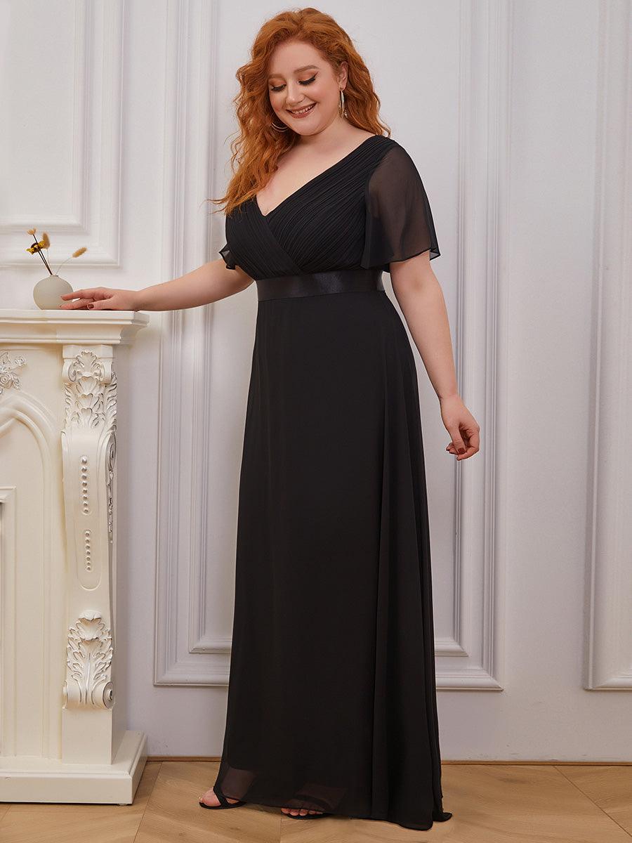 Robe Demoiselle d'Honneur Grande Taille Empire avec Manches Flottantes