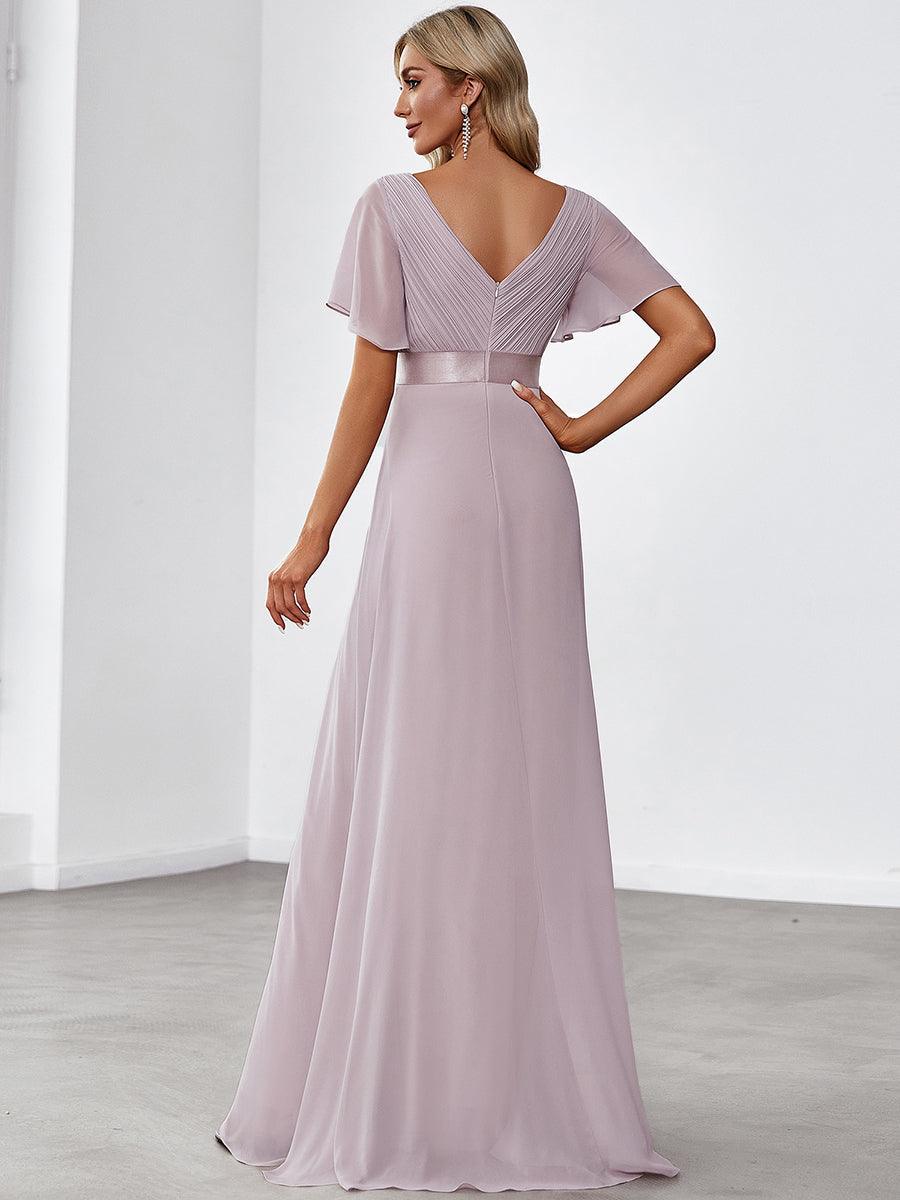 Taille personnalisée Robe de demoiselle d'honneur longue manches courtes #Couleur_Lilas