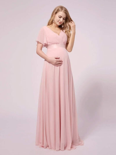 ever MONICA|Robe de soirée en mousseline fluide à manches volantées