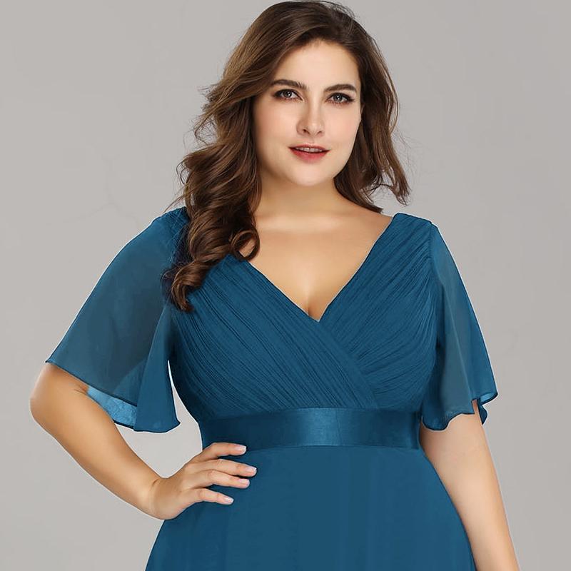 Robe de Soirée Grande Taille Empire avec Manches Flottantes