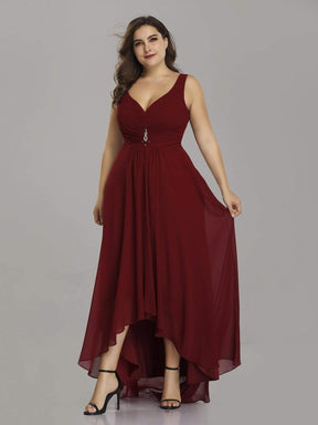 Robes de Soirée Grande Taille Chiffon à Col en V Haut Bas pour La Fête