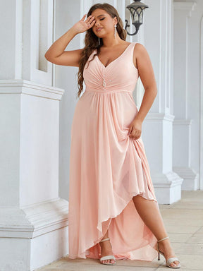 Robes de Soirée Grande Taille Chiffon à Col en V Haut Bas pour La Fête