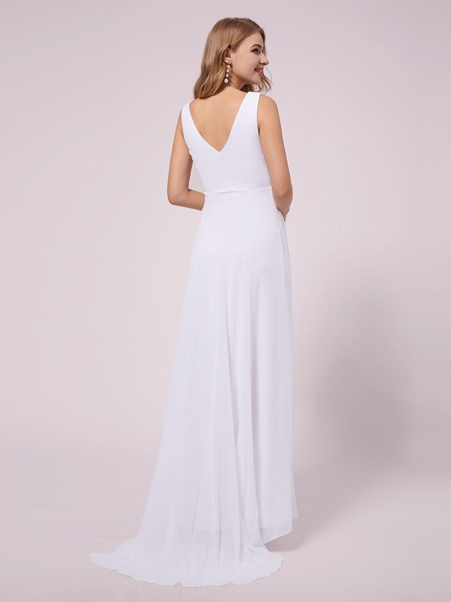 Robes De Maternité De Soirée En Mousseline De Soie à Col En V #Couleur_Blanc