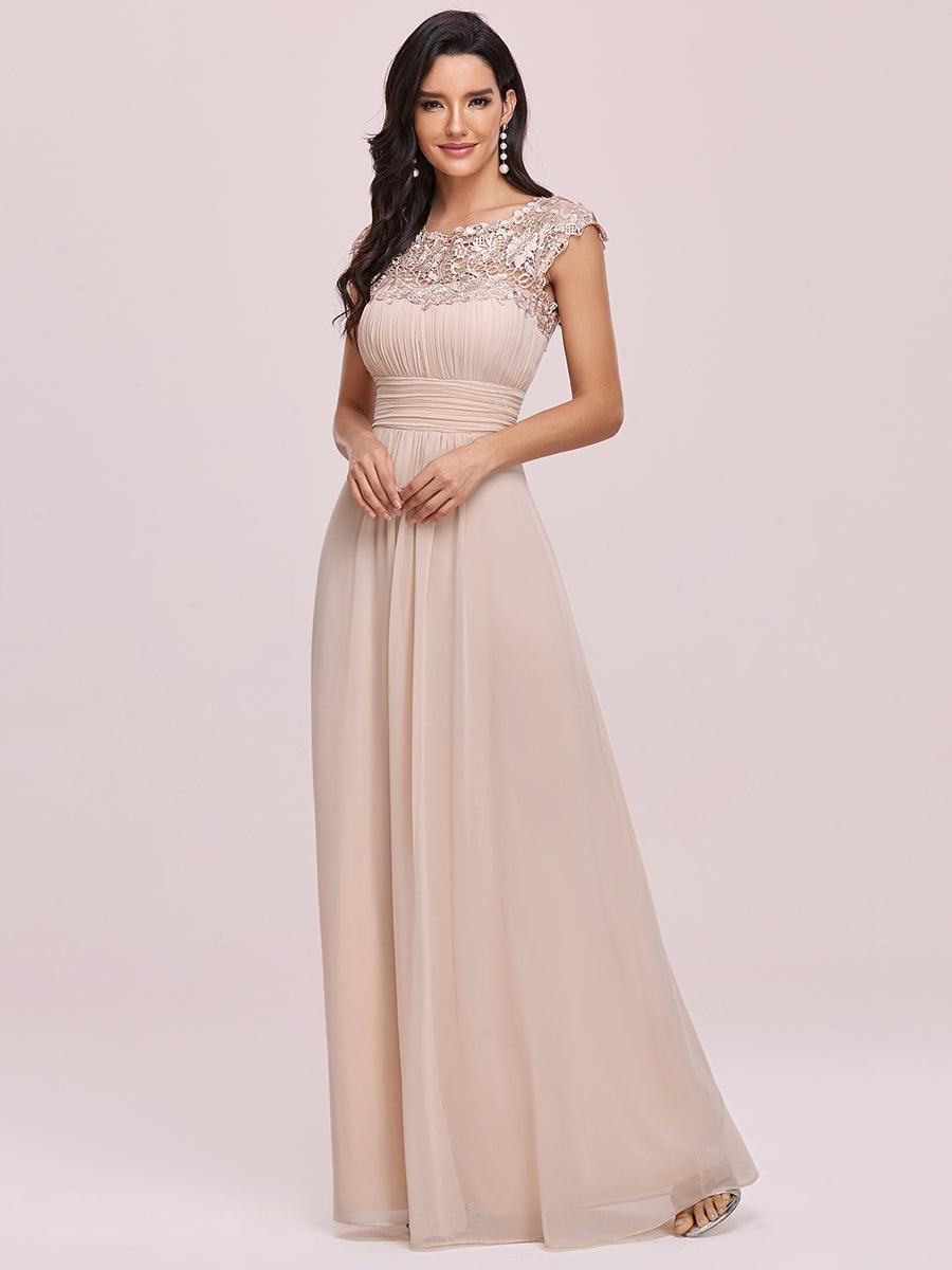 Robe de demoiselle d'honneur Maxi longue à taille Empire A Line #Couleur_Blush