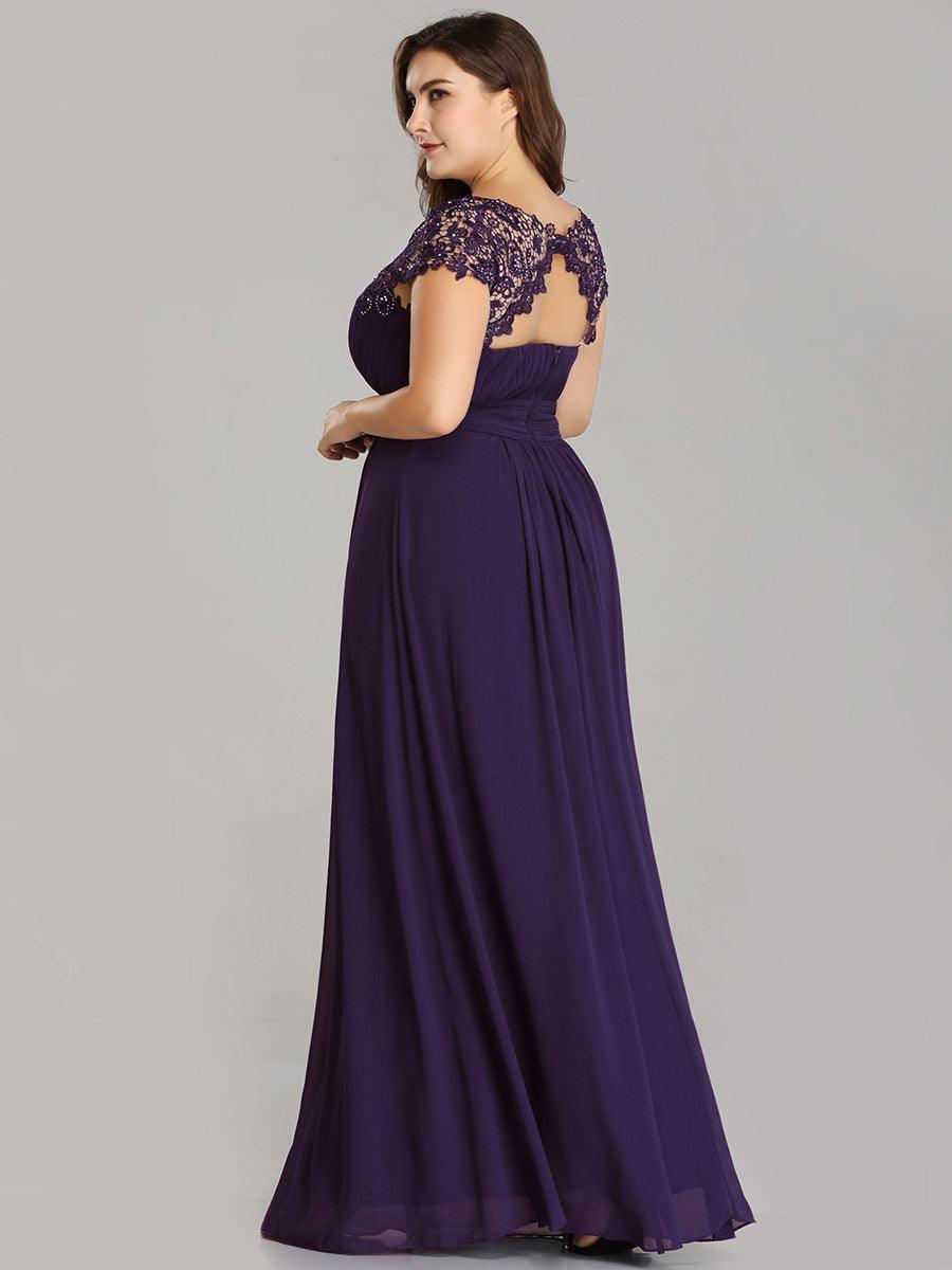 Taille personnalisée Robe demoiselle d'honneur mousseline Manches courtes flatteuses #Couleur_Violet Fonce