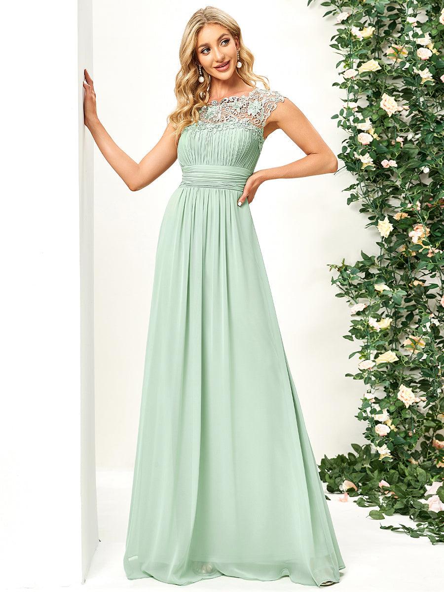 Taille personnalisée Robe demoiselle d'honneur mousseline Manches courtes flatteuses #Couleur_Menthe Verte