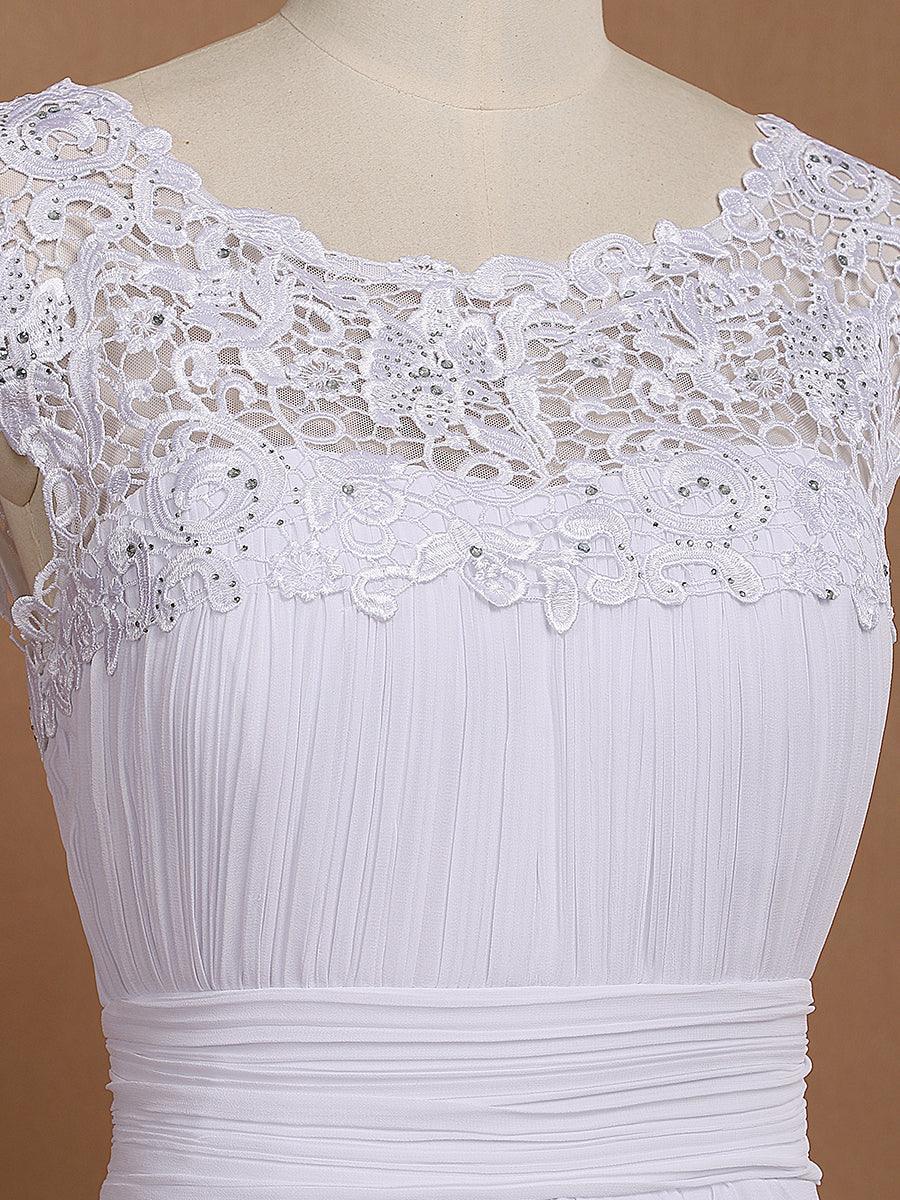 Taille personnalisée Robe demoiselle d'honneur mousseline Manches courtes flatteuses #Couleur_Blanc