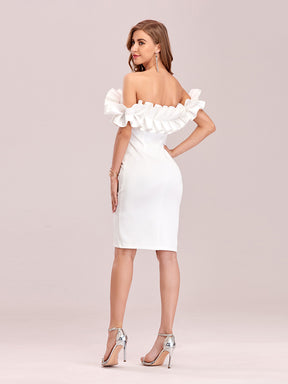 Robe de Bal Courte Moulante Sexy avec épaules Dénudées et Volants