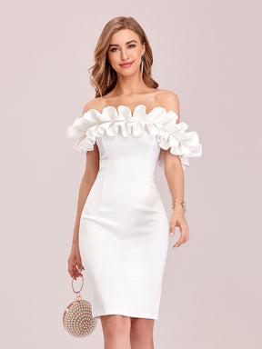 Robe de Bal Courte Moulante Sexy avec épaules Dénudées et Volants