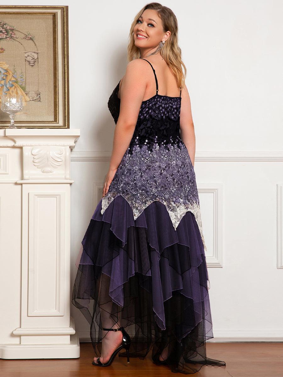 Robe de Bal à Col en V et Ourlet Irrégulier pour Cocktail #Couleur_Violet Fonce 