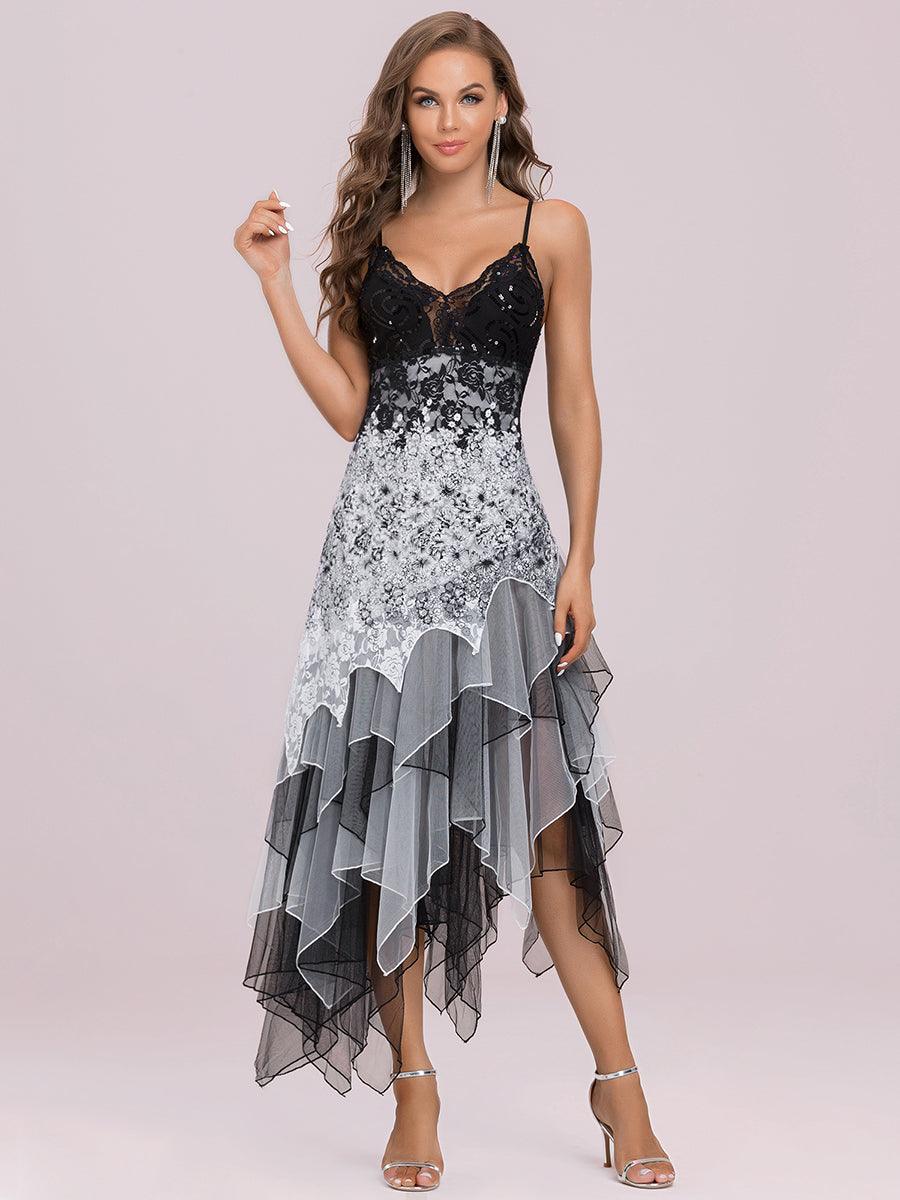 Robe de Bal à Col en V et Ourlet Irrégulier pour Cocktail #Couleur_Blanc 