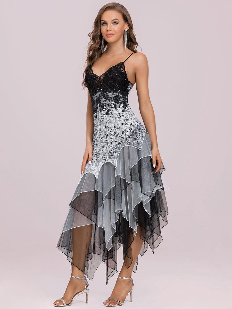 Robe de Bal à Col en V et Ourlet Irrégulier pour Cocktail #Couleur_Blanc 