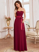 Robe de demoiselle d'honneur romantique sans bretelles longueur au sol #Couleur_Bordeaux