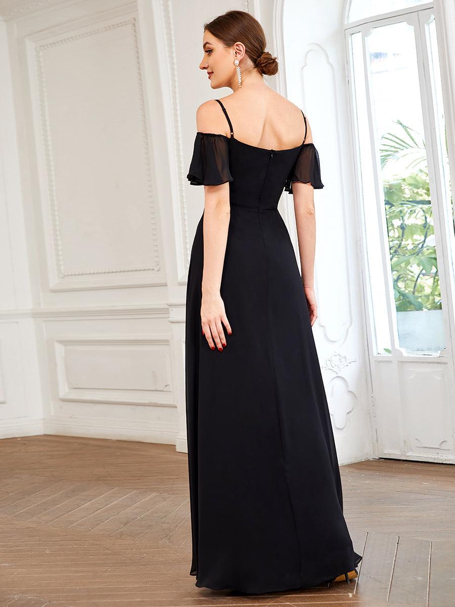 Robe de soirée sexy à épaules dénudées et à encolure en V #Couleur_Noir