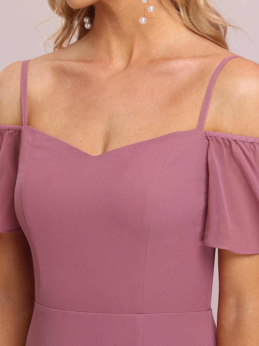 Robe de soirée sexy à épaules dénudées et à encolure en V #Couleur_Orchidee