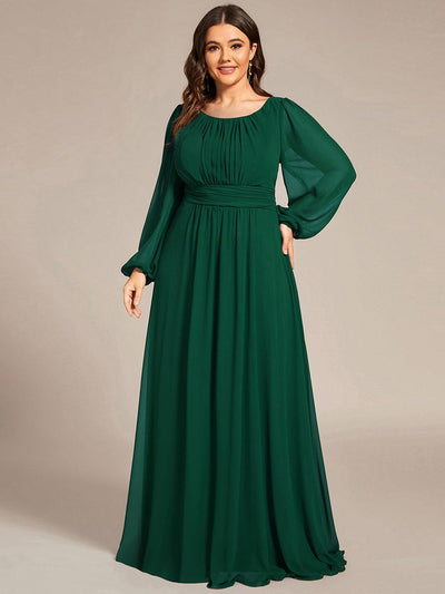 pretty CELESTE|Robe de demoiselle d'honneur plissée à manches longues transparente de grande taille