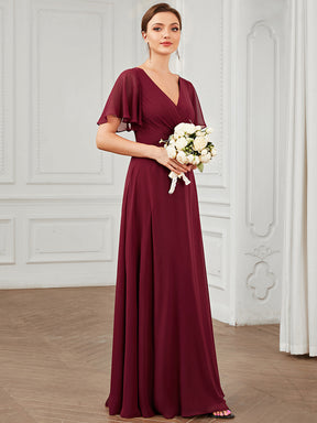 Robe Demoiselle d'Honneur A-ligne Mousseline avec Boucle dans le Dos