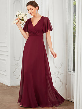 Robe Demoiselle d'Honneur A-ligne Mousseline avec Boucle dans le Dos