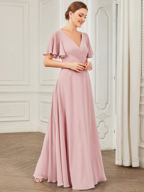 Robe Demoiselle d'Honneur A-ligne Mousseline avec Boucle dans le Dos