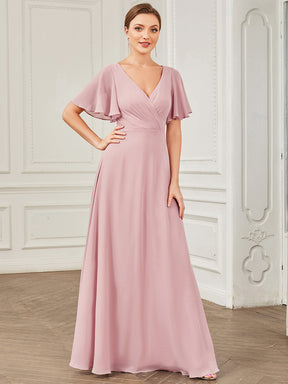 Robe Demoiselle d'Honneur A-ligne Mousseline avec Boucle dans le Dos