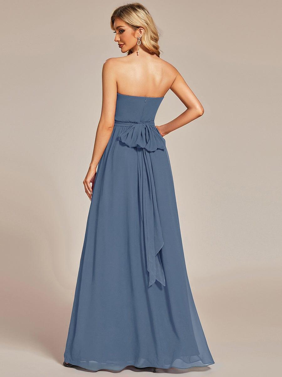 Robe demoiselle d'honneur multi-positions froncée en mousseline #Couleur_Marine Fume