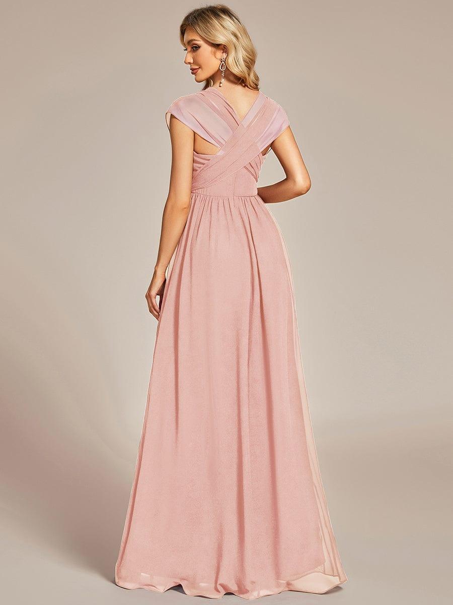 Robe demoiselle d'honneur multi-positions froncée en mousseline #Couleur_Rose